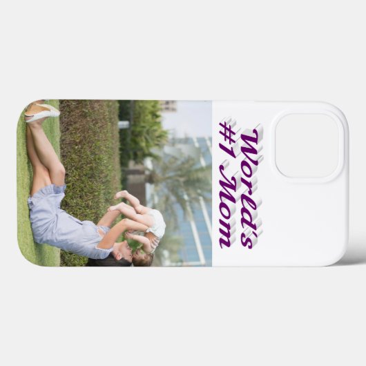 Mom Photo purple text iPhone Case (Achterkant (horizontaal))