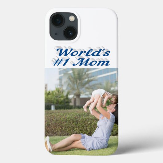 Mom Photo sea blue text iPhone Case (Achterkant)