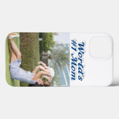 Mom Photo sea blue text iPhone Case (Achterkant (horizontaal))