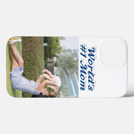 Mom Photo sea blue text iPhone Case (Achterkant (horizontaal))