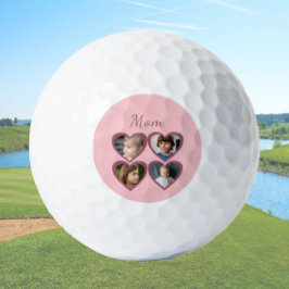 Mom Pink Hearts 4 Kinder Fotocollage Golfballen