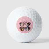 Mom Pink Hearts 4 Kinder Fotocollage Golfballen (Voorkant)