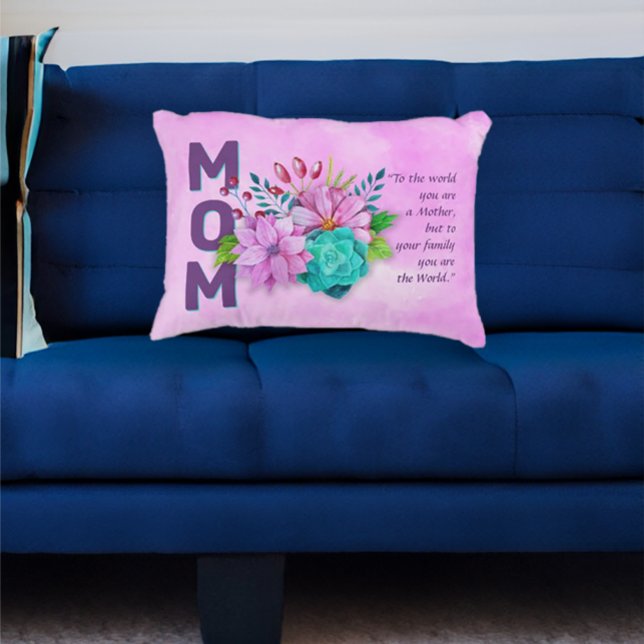 MOM Quote op Waterverf Bloemenroze Accent Kussen (Creator heeft geüpload)