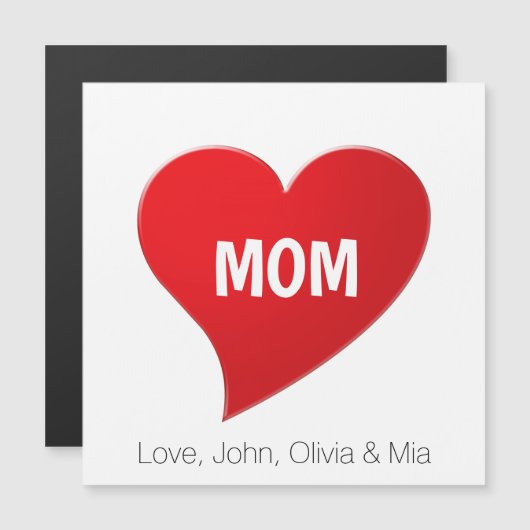 Mom red heart modern graphic custom magnetic card  (Voorkant / Achterkant)