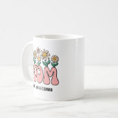 MOM | Retro Mama Custom Kinder Names Moederdag Koffiemok (Voorkant links)