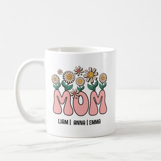 MOM | Retro Mama Custom Kinder Names Moederdag Koffiemok (Links)