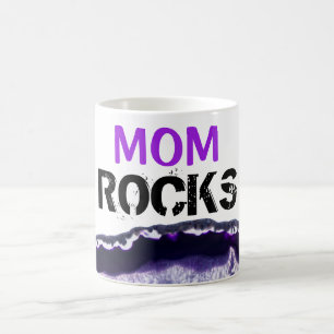** Mom Rocks Stones Lapidary Agate Koffiemok