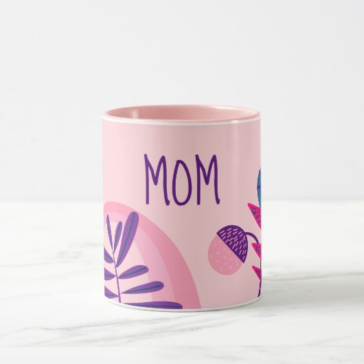 MOM Roze Abstracte Floral laat Mok achter (Midden)