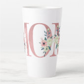 MOM  Roze Floral Letter Typografie Latte Mok (Voorkant)
