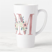MOM  Roze Floral Letter Typografie Latte Mok (Rechts)