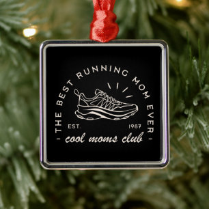 Mom run club running marathonloper esthetisch zwar metalen ornament