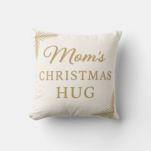 Mom’s Christmas Hug Pillow – Cozy Beige & Gold  Kussen (Voorkant)