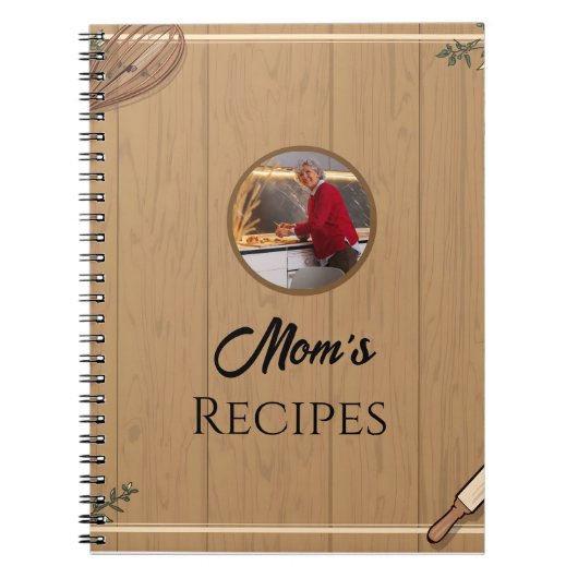 Mom’s Rustic Kitchen Recipe Layout Editable Notitieboek (Voorkant)