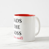 MOM SAID DADT DE BOSS-mok Tweekleurige Koffiemok (Voorkant rechts)