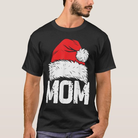 Mom Santa Christmas Family Matching Pajamas Mama X T-shirt (Voorkant)