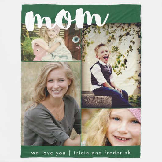 Mom Script Fotocollage Fleece Deken (Voorkant)