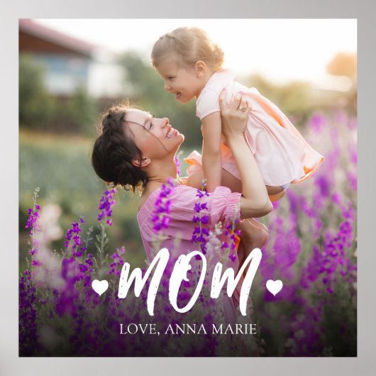 Mom Script Hart gepersonaliseerd Poster (Voorkant)