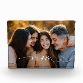 Mom Script Heart Photo Acrylic Block Gift Fotoblokken