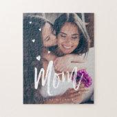 Mom Script & Hearts Overlay Modern Photo Family Legpuzzel (Verticaal)