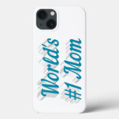 Mom sky blue text iPhone case (Achterkant)