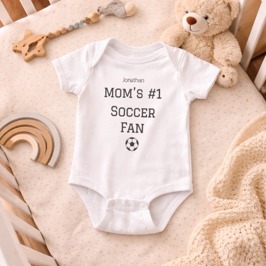 Mom Soccer Fan Baby Name Custom Romper