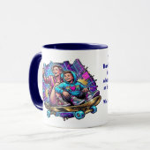 Mom & Son: Neon Drive Personalized Mug Mok (Voorkant links)