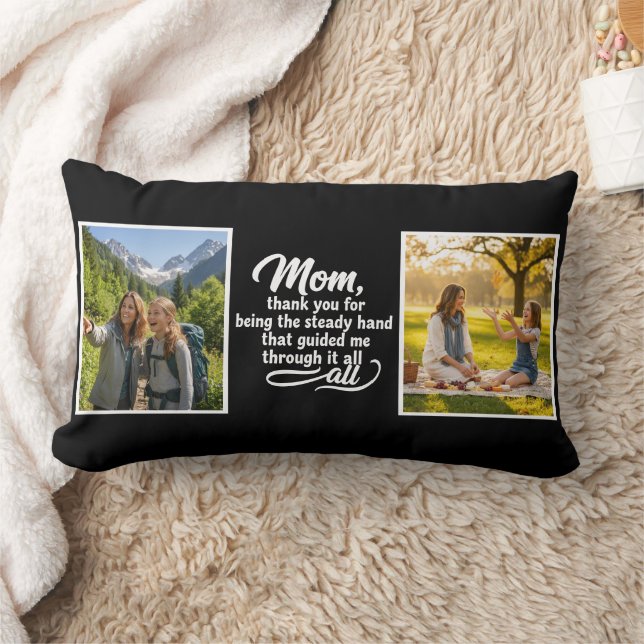 Mom Steady Hand Guided Me Script 2 Photo Black Kussen (Deken)