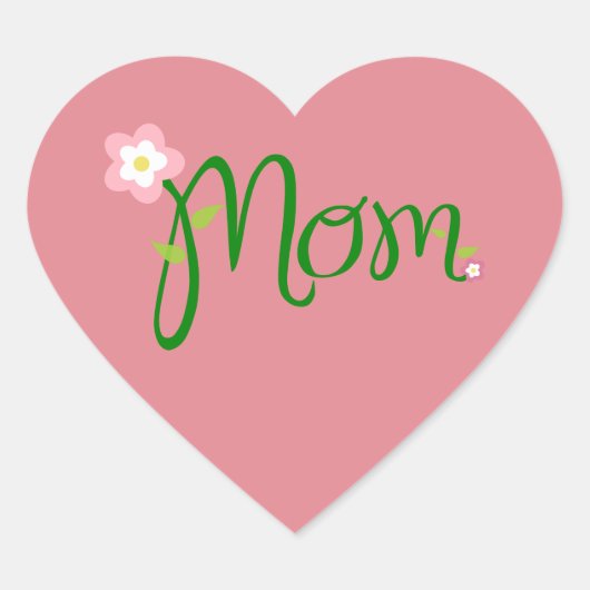 Mom Strawberry Pink Heart Sticker (Voorkant)