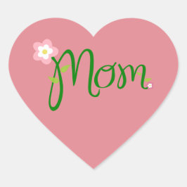 Mom Strawberry Pink Heart Sticker