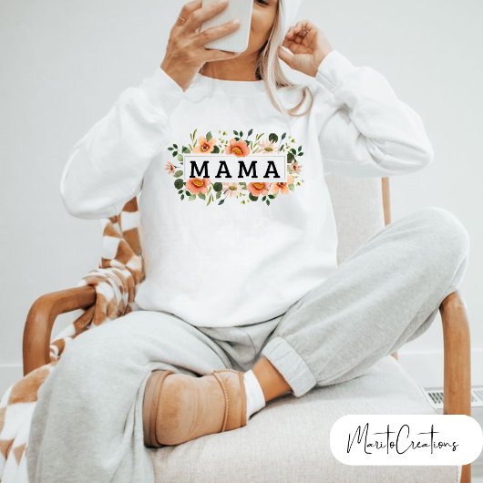 mom sweater t-shirt with flowers, minimalist desig