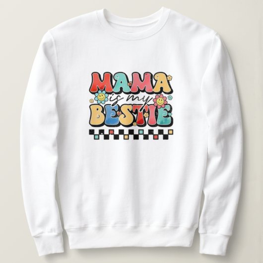 Mom sweater with floral design and retro lettering (Design voorkant)