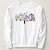 Mom sweatshirt with flowers and retro lettering (Design voorkant)