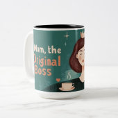 Mom, the original Boss Tweekleurige Koffiemok (Voorkant links)
