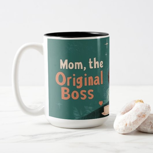 Mom, the original Boss Tweekleurige Koffiemok (Met donut)