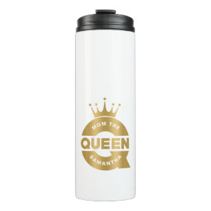 Mom The Queen Gold Creatieve Typografie Thermosbeker