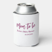 Mom to be baby shower name date pink simple minima blikjeskoeler (Blikje Achterkant)