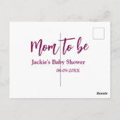 Mom to be baby shower name date pink simple minima briefkaart (Achterkant)