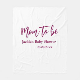 Mom to be baby shower name date pink simple minima fleece deken