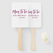 Mom to be baby shower name date pink simple minima handwaaier (Voorkant en achterkant)