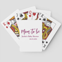 Mom to be baby shower name date pink simple minima pokerkaarten