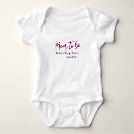 Mom to be baby shower name date pink simple minima romper