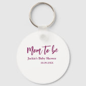 Mom to be baby shower name date pink simple minima sleutelhanger (Achterkant)