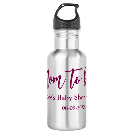 Mom to be baby shower name date pink simple minima waterfles  (Voorkant)