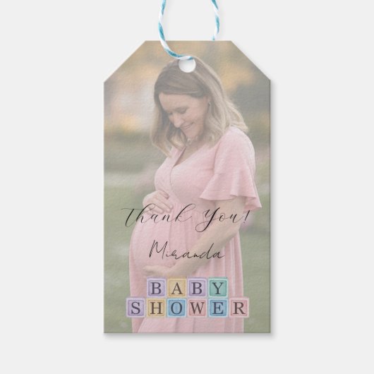Mom-to-be Gradient Foto Baby shower Dank u Cadeaulabel (Voorkant)