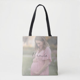 Mom-to-be Gradient Foto Baby shower Gift Tote Bag