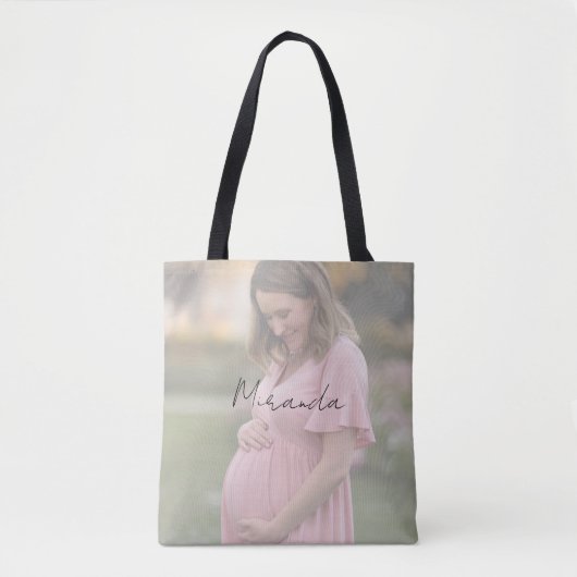 Mom-to-be Gradient Foto Baby shower Gift Tote Bag (Voorkant)