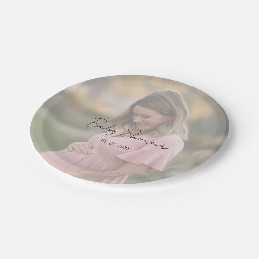Mom-to-be Gradient Sheet Photo Baby shower Papieren Bordje (Gekanteld)