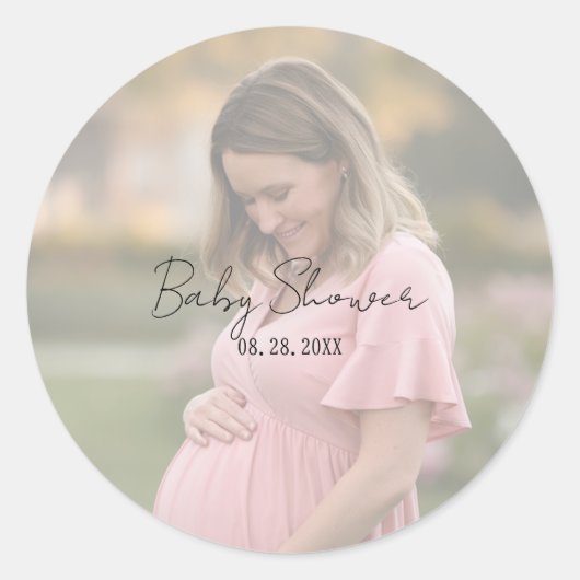 Mom-to-be Gradient Sheet Photo Baby shower Ronde Sticker (Voorkant)