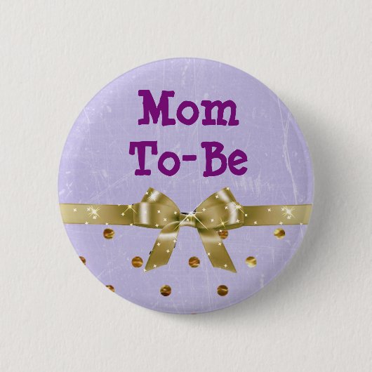 Mom-to-be lavendel en gouden Baby showers Button (Voorkant)