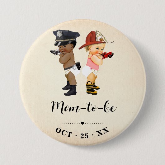 Mom to Be Little Recruit Baby Shower Button (Voorkant)